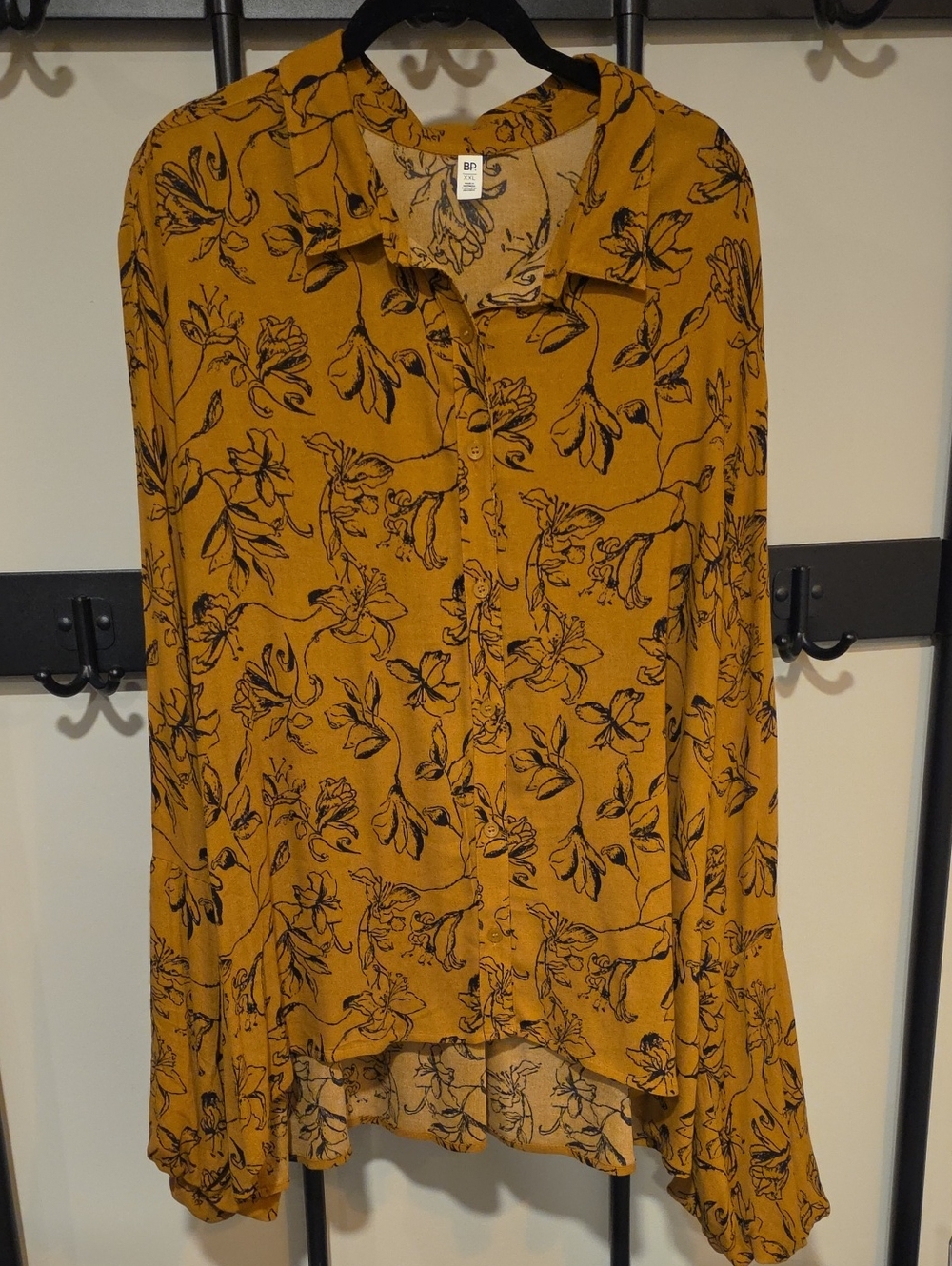 bp Mustard Yellow Floral Button-Down Shirt